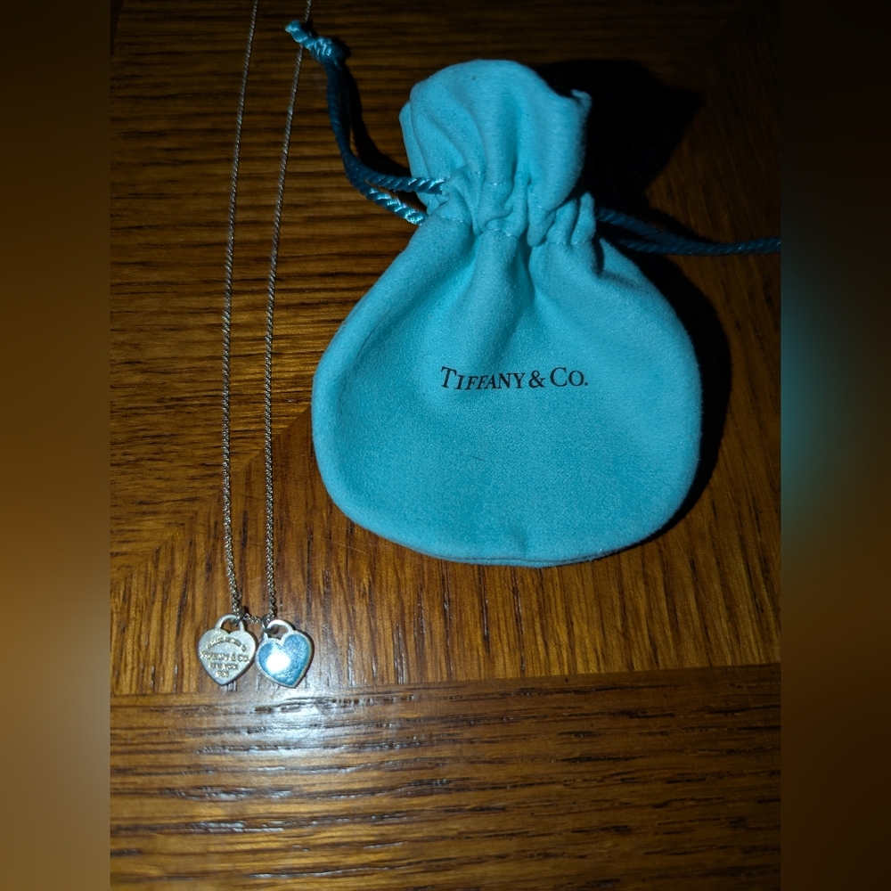 📿 Authentic Tiffany Double Heart Necklace 16 Inch 📿